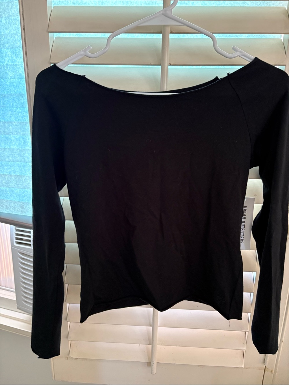 Urban Outfitters Women’s Black Long Sleeve Boatneck Tee